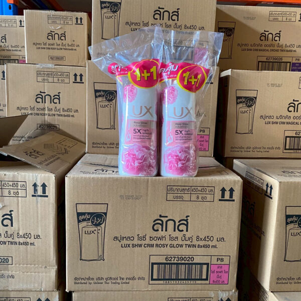 ลักษ์ อาบน้ำปั้มแพ๊คคู่ปั้มปั้ม 450 มล. ซอฟท์โรส ชมพู