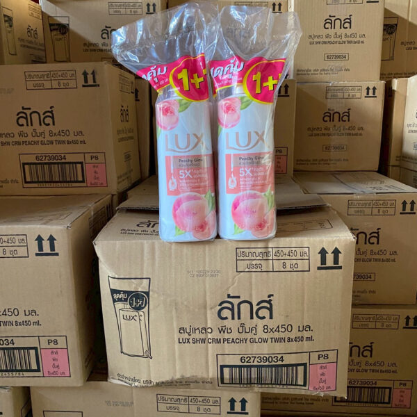 ลักษ์ อาบน้ำปั้มแพ๊คคู่ปั้มปั้ม 450 มล. พีช ชมพู