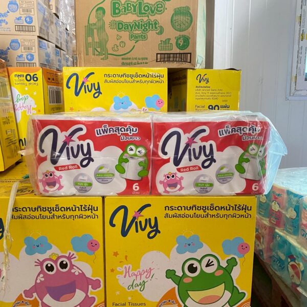 วีวี ทิชชูม้วนแพ๊ค6แดง